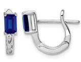 1/2 Carat (ctw) Natural Blue Sapphire Hoop Earrings in Sterling Silver